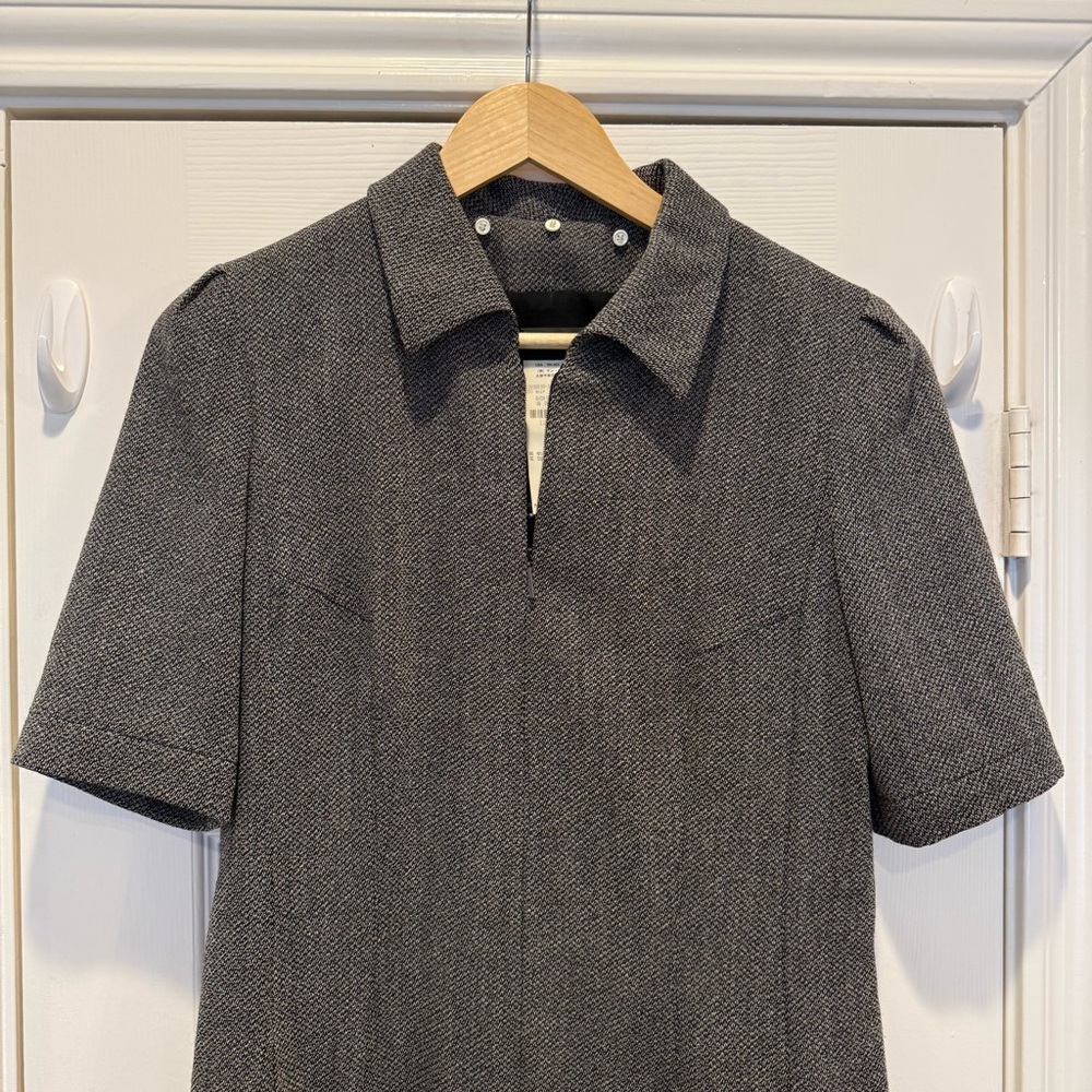 Rena Lange Dress Women’s 8US 12EU Grey Collared Wool Silk Old Money Office Luxe - Picture 4 of 13